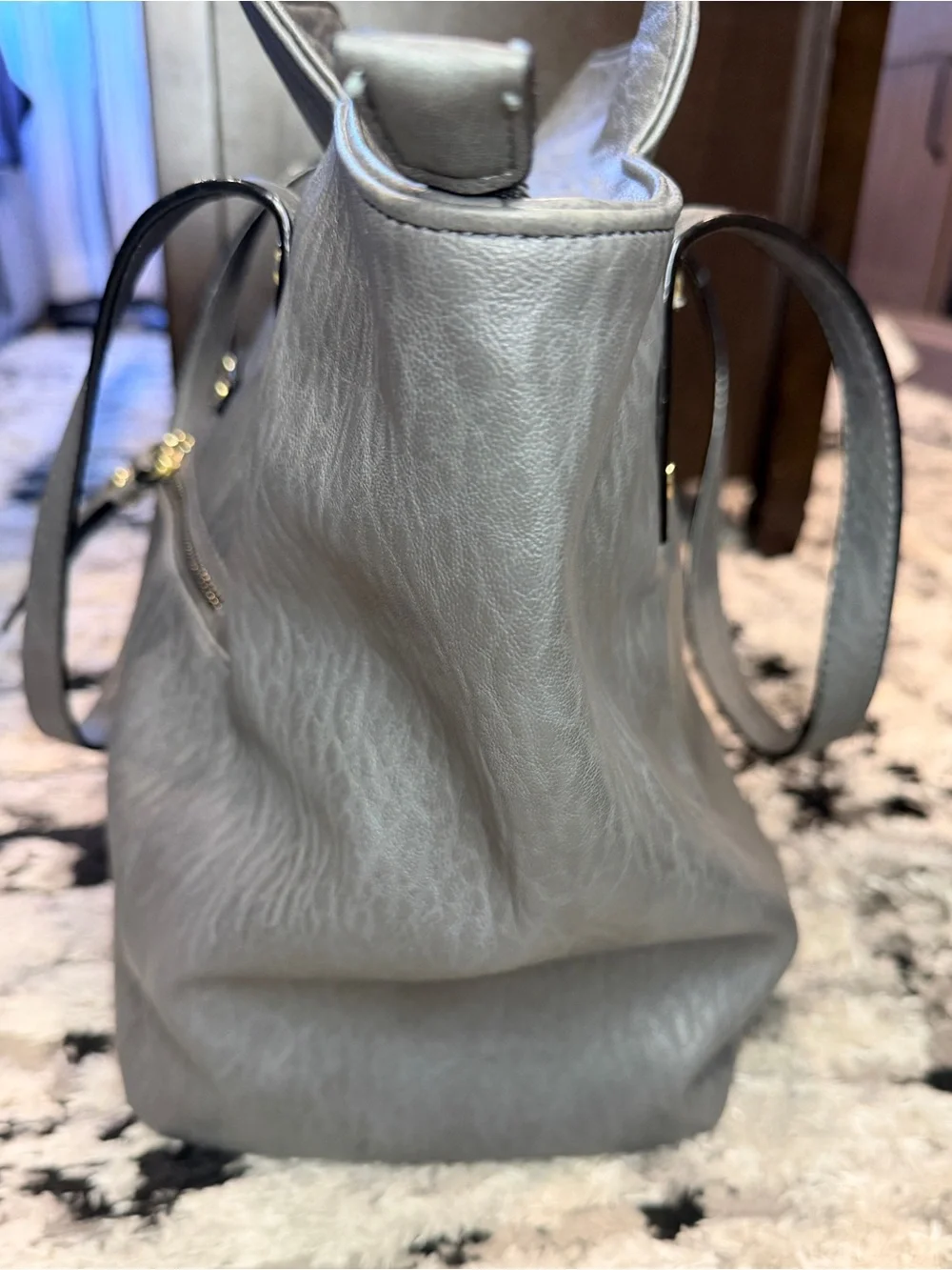Everyday Black Tote with Front Zip Pocket